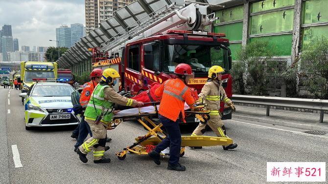 香港将军澳隧道观塘入口5车相撞 至少75人受伤